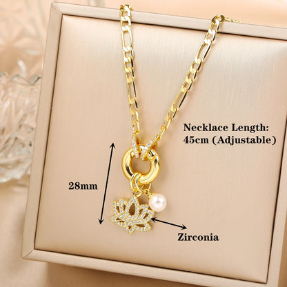 New Creative Shiny Zirconia Conch Flower Wings Theme Pendant Necklace New Fashion Woman Female Vacation Jewelry Accessories