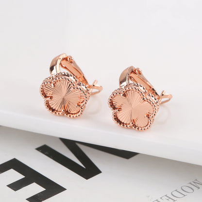 2025 Luxury Hot Selling Shiny Metal New Design Plant Five Leaf Flower Set 15mm Double Sided Women's Gilded Gift Clover