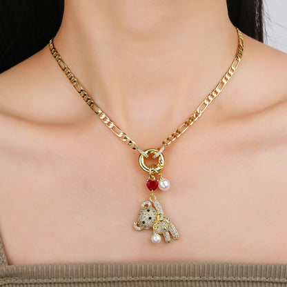 New Creative Zirconia Dolphin Bear Ladies Clavicle Chain Choker Cute Animal Pendant Necklace Aesthetic Neck  Jewelry Fine Gift