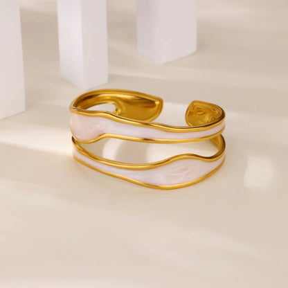 Free Shipping Classic Texture Geometric Open Bangle Bracelet For Women Stainless Steel Gold Color Exquisite Bracelet Jewelry