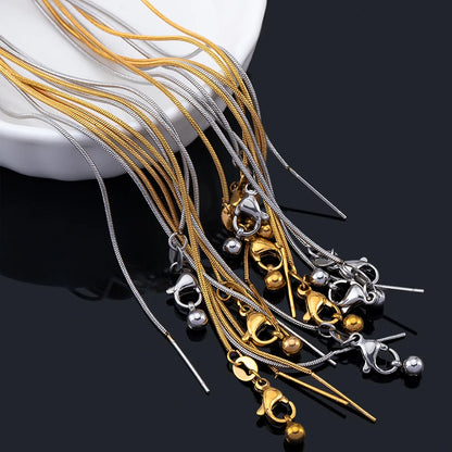 5pcs 1pc Stainless Steel Round Snake Chain Lobster Clasp Adjustable Stick with Silicon Bead Necklace Part Fashion Jewelry Making