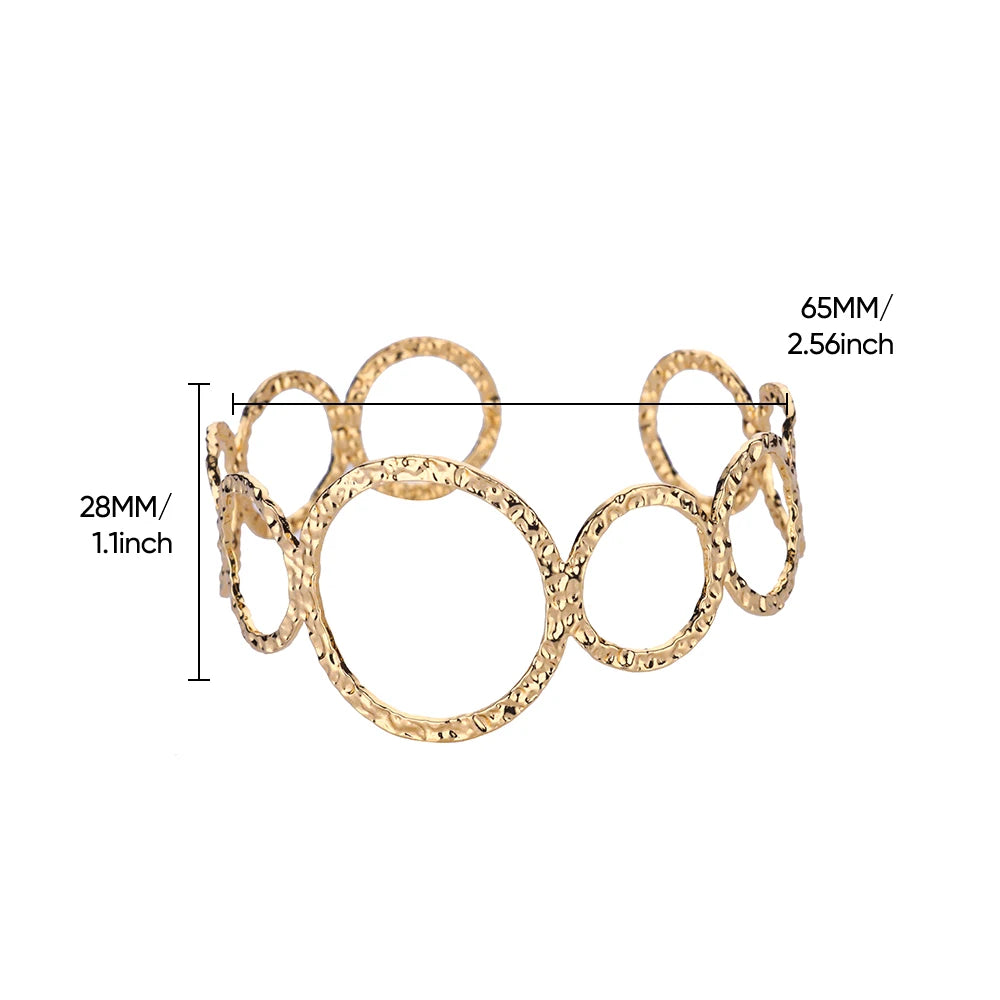 Stainless Steel Geometric Open Bracelet | Hollow Punk Round Bangle for Women | Free Shipping Fashion Jewelry