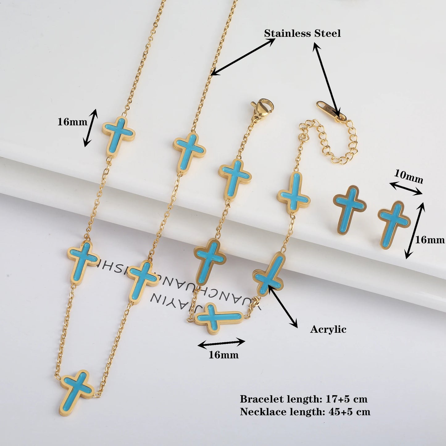 Stylish Stainless Steel Gothic Cross Adjustable Chain Bracelet for Man Woman Simple Daily Party Gold Color Religious Jewelry