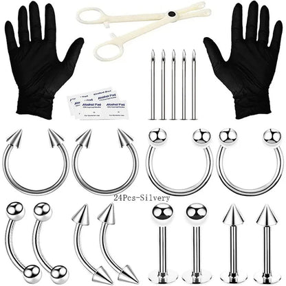 24/42/84Pcs Sterile Ear Piercing Kit,Cartilage Tragus Helix Piercing Gun No Pain Piercer Tool Machine Set Stud Jewelry