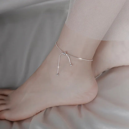 925 Sterling Silver Anklet Dazzling Chain Clear CZ Geometric Elegant For Woman Girl Fashion Jewelry Gift Dropship Wholesale