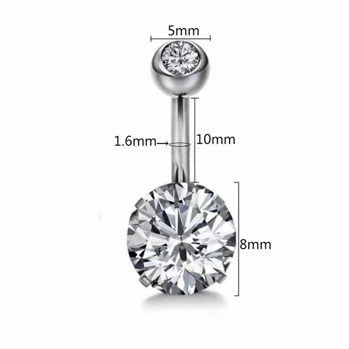 7Pcs Stainless Steel Zircon Navel Ring Set Gift,Vacation Beach Beach Jewelry