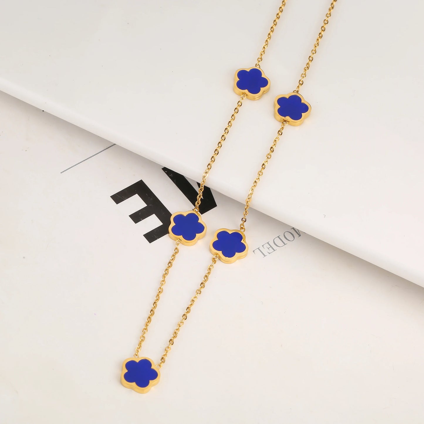 Hot Selling Stainless Steel Single Sided Pendant Necklace With Five Leaf Flower High-Quality Jewelry For Women's Clover