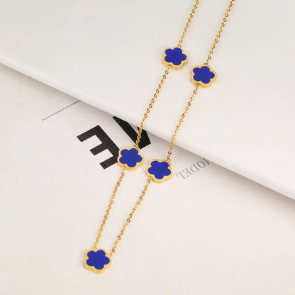 Hot Selling Stainless Steel Single Sided Pendant Necklace With Five Leaf Flower High-Quality Jewelry For Women's Clover