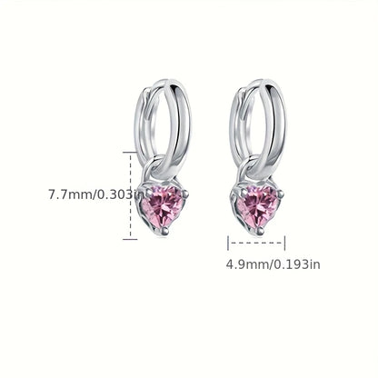 2Pcs Fashion Minimalist Rhinestone Studded Heart-shaped Earrings For Women,Hypoallergenic Cartilage Piercing Jewelry Accessories
