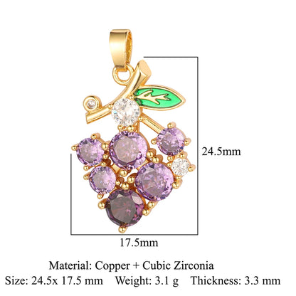 3pcs/Lot Cross Sunflower Cubic Zirconia Pendant Life Tree Maple Leaf Grape Cherry Brass CZ Charms DIY Jewelry Necklace Pendants
