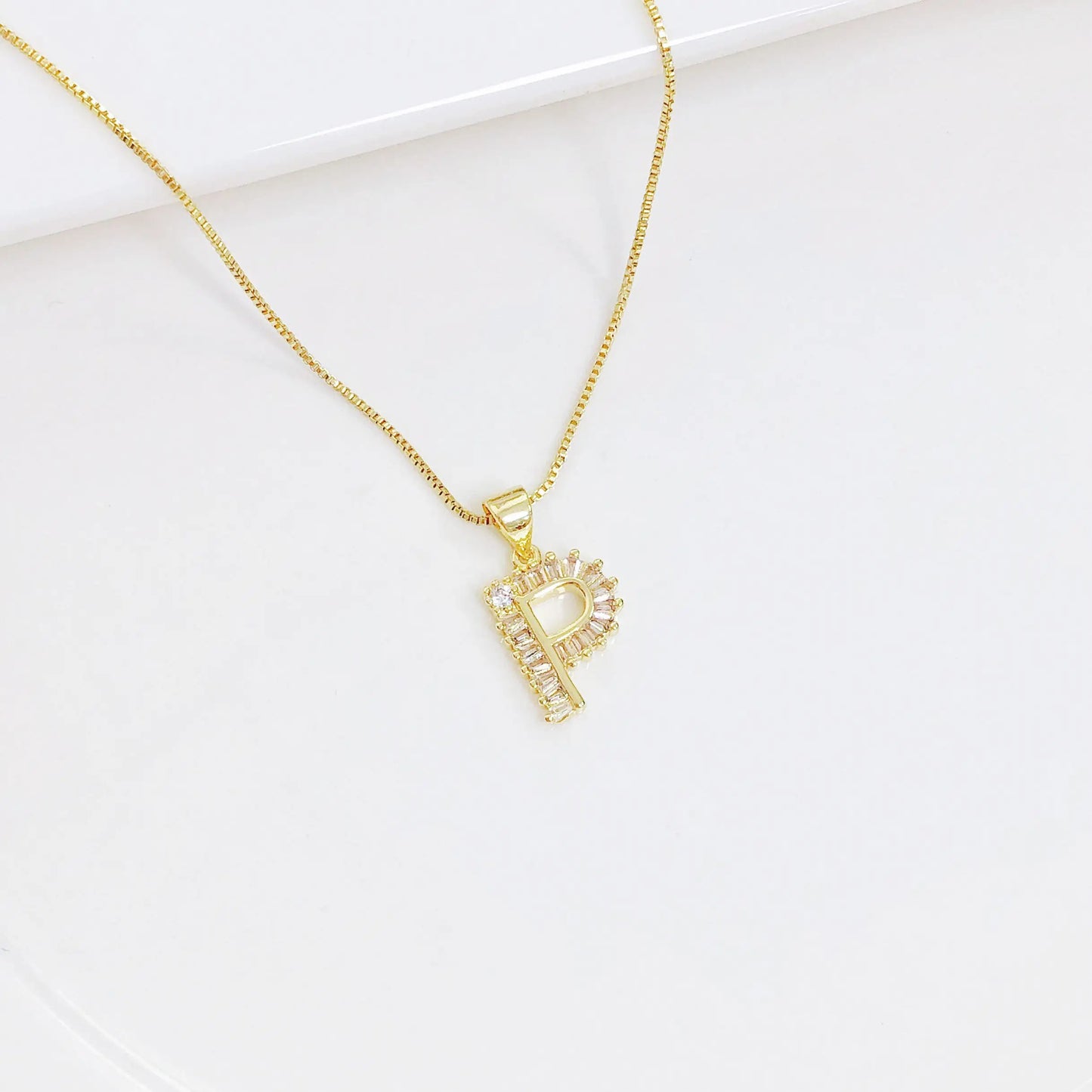 A-Z Zirconia Alphabet Gold Plated Stainless Steel Pendant Necklace for Women Initial Letter Clavicle Necklaces Collar Jewelry
