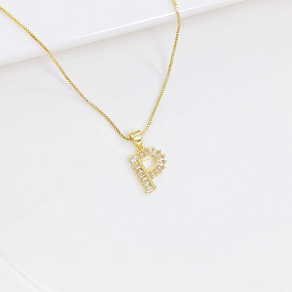 A-Z Zirconia Alphabet Gold Plated Stainless Steel Pendant Necklace for Women Initial Letter Clavicle Necklaces Collar Jewelry