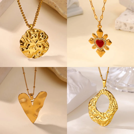 Free Shipping Luxury Zircon Heart Cross Necklace For Women Stainless Steel Gold Color Chain Collar Necklace Wedding Jewelry