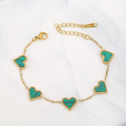 3Pcs 18k Gold-Plated Heart Shape Necklace Earrings Bracelet Jewelry Set Classic For Woman Fashion Party Jewelry Gift Daily Wear