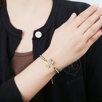 High Quality Zirconia Puppy Snake Elephant Cat Leopard Animal Theme Leather Rope Braided Bracelet for Man Woman Party Jewelry