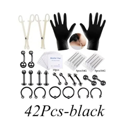 24/42/84Pcs Sterile Ear Piercing Kit,Cartilage Tragus Helix Piercing Gun No Pain Piercer Tool Machine Set Stud Jewelry