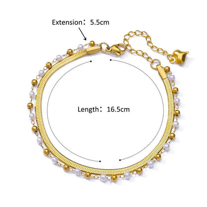 Imitation Pearls Anklets for Women Boho Stainless Steel Anklet Bracelet Summer Leg Laryer Chain Beach Accessories Jewelry Gift