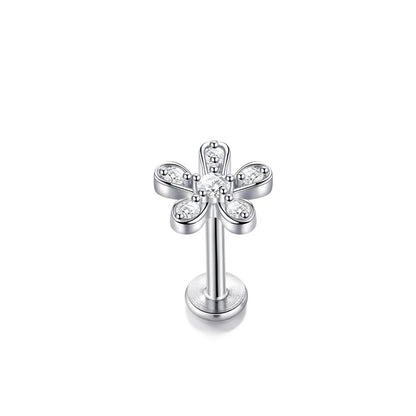 1/5Pcs 316L Stainless Steel Delicate Flower Tragus Cartilage Stud Earring,Internally Threade Daith Helix Ear Piercing Jewelry