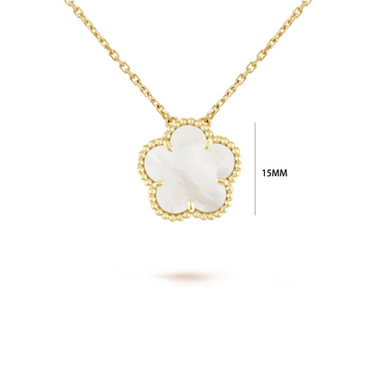 Simple 15mm Natural Shell Stone Five-Leaf Flower Set Bracelet Necklace Classic Flower Woman Jewelry Sets For Party Daily Wear