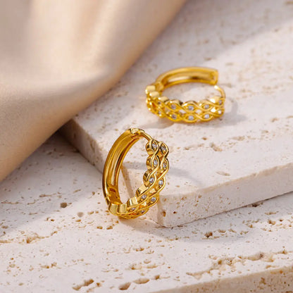 Luxury Zircon Round Earrings for Women Girls Cubic Zirconia Stainless Steel Hoop Ciercing Earring 2023 Trend Aesthetic Jewelry