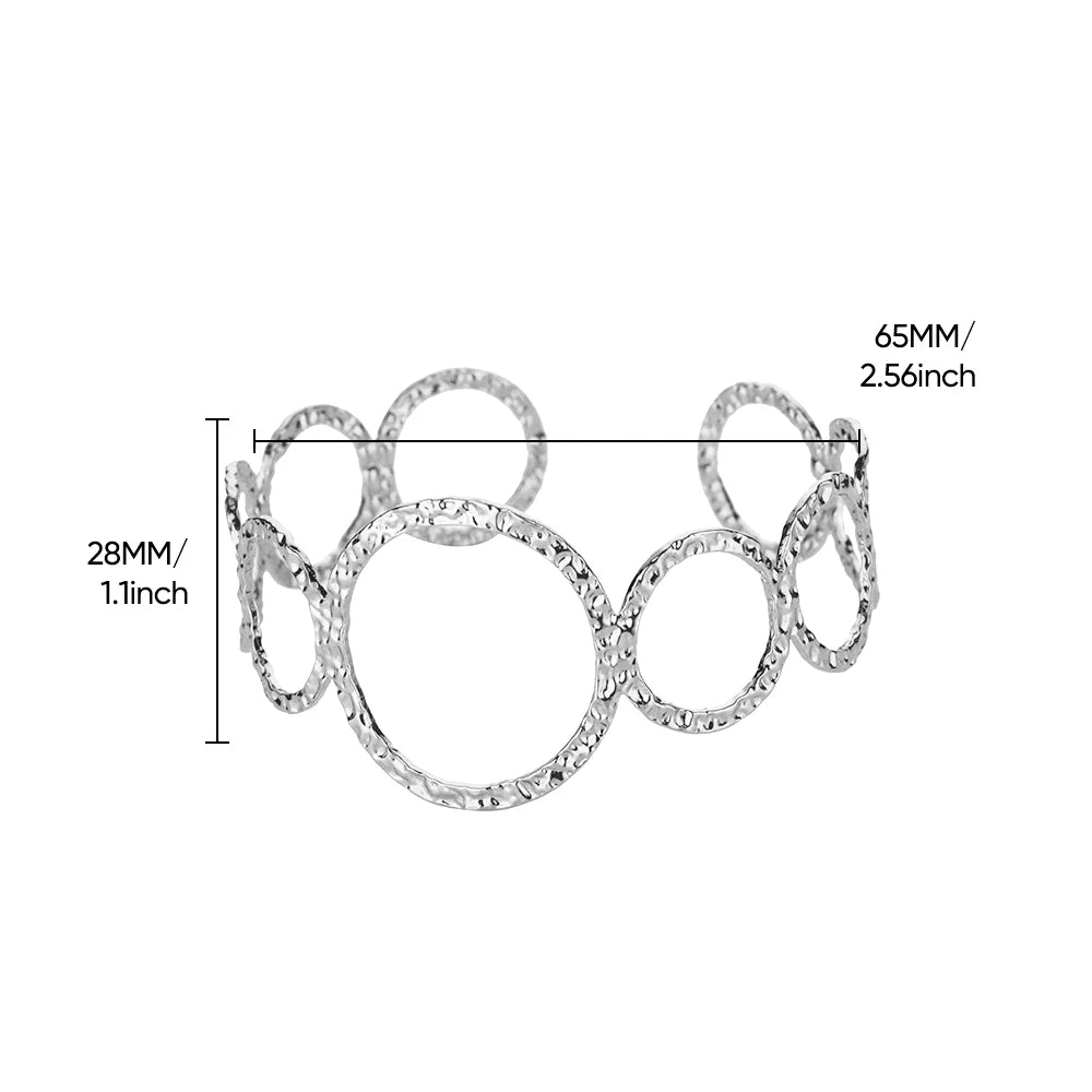 Stainless Steel Geometric Open Bracelet | Hollow Punk Round Bangle for Women | Free Shipping Fashion Jewelry