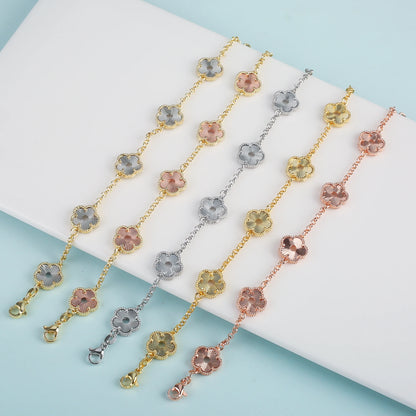 Hollow Metal Double sided Hollow Jewelry Set Sparkling Hot Selling Plum Blossom Jewelry Set Creative New Design For Women Clover