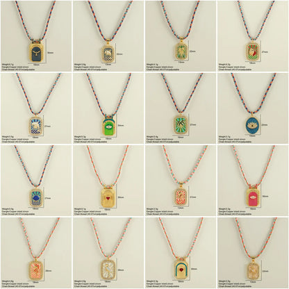 Bohemian POP Art Heart Necklace For Women Gothic Evil Blue Eye Collars Handwoven Wool Chain Choker Tarot Card Summer Jewelry