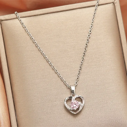 1 Pcs Light Luxury Cool Style Love Heart Collection Gold Plated Copper Pendant Necklace With Stainless Steel Chain