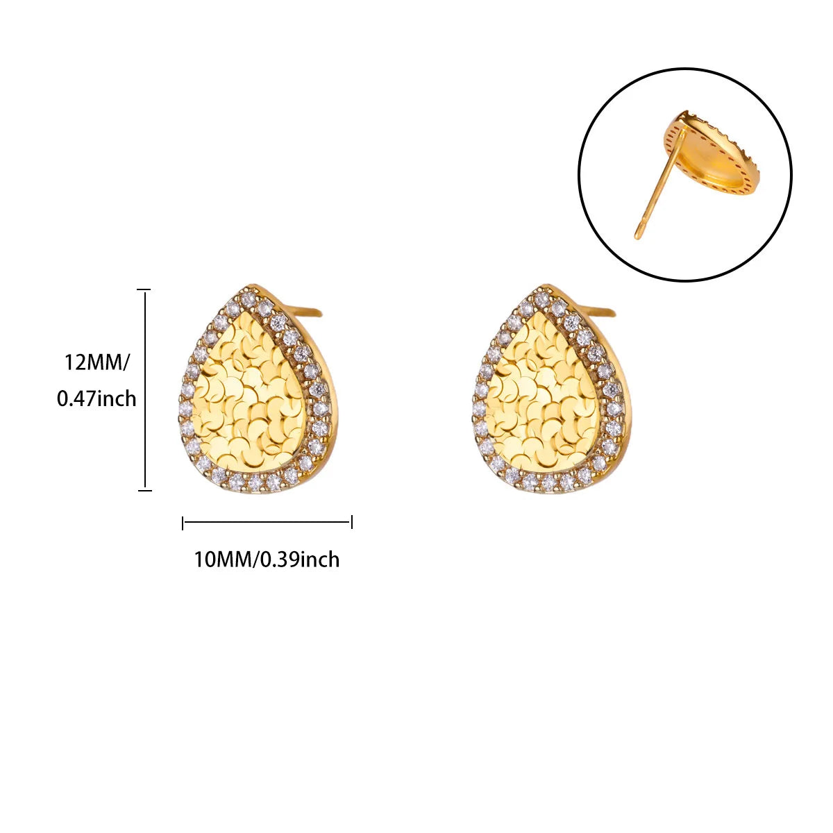 Free Shipping Vintage Zircon Waterdrop Stud Earrings For Women Stainless Steel Piercing Earring 2025 New Fashion Wedding Jewelry