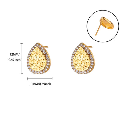 Free Shipping Vintage Zircon Waterdrop Stud Earrings For Women Stainless Steel Piercing Earring 2025 New Fashion Wedding Jewelry