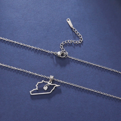 LIKGREAT Trendy Syria Map Flag Pendant Necklaces Stainless Steel Syrians Map Hiphop Jewelry Gift for Women Men