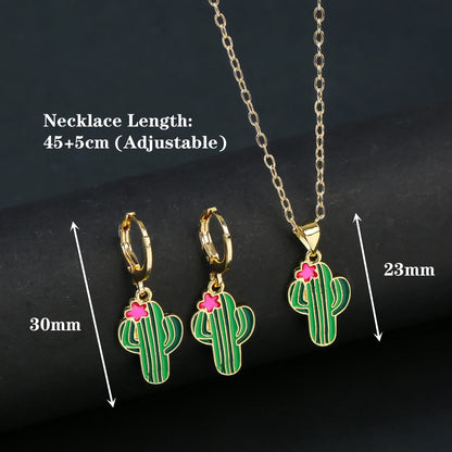Fashion Venezuela Flag Cross Jewelry Set Classic Cactus Flower Earrings Necklace Charming for Woman Daily Party Jewelry Gift