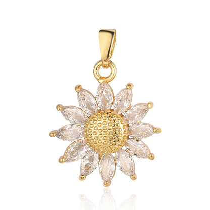 3pcs/Lot Cross Sunflower Cubic Zirconia Pendant Life Tree Maple Leaf Grape Cherry Brass CZ Charms DIY Jewelry Necklace Pendants