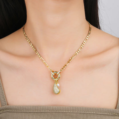 6 Colors Shiny Zirconia Comma Water drop Pendant Clavicle Chain Choker Classic for Woman Girl Daily Party Jewelry Holiday Gift