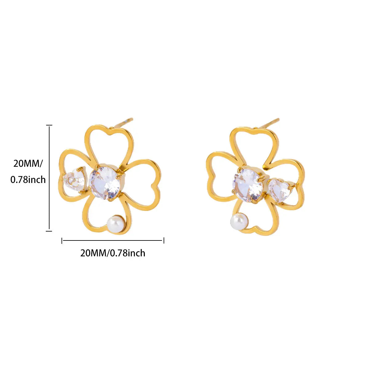 Free Shipping Vintage Four Leaf Clover Drop Stud Earring For Women Stainless Steel Piercing Earring Fashion Wedding Jewelry