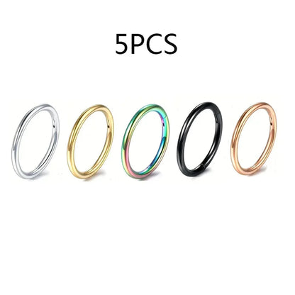 5/10Pcs 16G Stainless Steel Hinged Nose Rings Hoop Septum Clicker Tragus Helix Cartilage Daith Rook Earring Piercing Jewelry