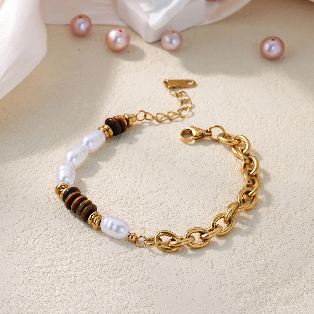 Free Shipping Fashion Beads Bracelet For Women Stainless Steel Gold Color Chain Bracelet 2025 New Party Wedding Couple Jewelry