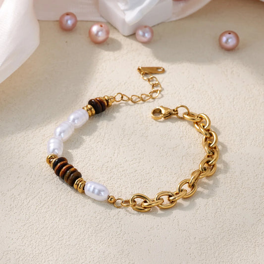 Free Shipping Fashion Beads Bracelet For Women Stainless Steel Gold Color Chain Bracelet 2025 New Party Wedding Couple Jewelry