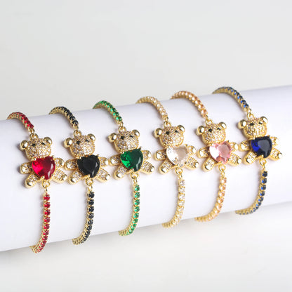 INS Cute Teddy Bear Bracelet For Women Cz Crystal Animal Bracelet High Quality For Engagement Party Gift Wholesale Daily Wear