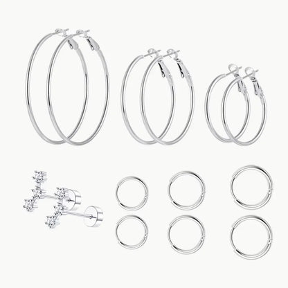 2/14 Pcs 20G Tiny Stainless Steel Screw Back Stud Earrings Set for Women, Simple Hinged Nose Rings Huggie Hoop Earring Jewelry