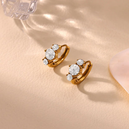 Free Shipping Vintage Zircon Hoop Earrings For Women Stainless Steel Piercing Earring 2025 New Fashion Wedding Jewelry