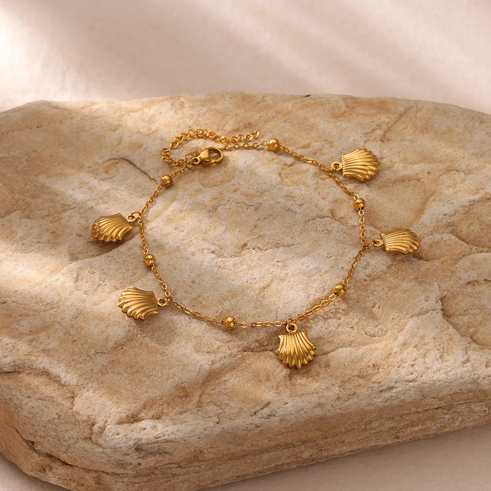 Starfish Dolphin Pendant Anklet Bracelet for Women Stainless Steel Gold Color Anklets Boho Summer Beach Jewelry Foot Accessories