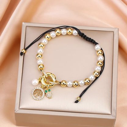 Hot Sale Venezuela Flag Cross Pearl Copper Beads Braided Adjustable Bracelet Classic for Man Woman Party Birthday Jewelry Gift