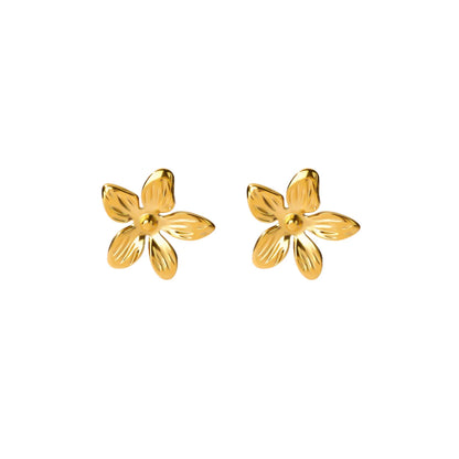 Free Shipping Vintage Flower Stud Earrings For Women Stainless Steel Piercing Earring 2025 New Fashion Wedding Jewelry