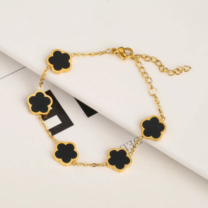 Hot Selling Stainless Steel Single Sided Pendant Necklace With Five Leaf Flower High-Quality Jewelry For Women's Clover