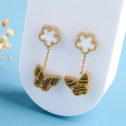 6 Colors Simple Botanical Five Leaf Flower Stainless Steel Stud Earring Classic for Woman Party Jewelry Accessories Clover