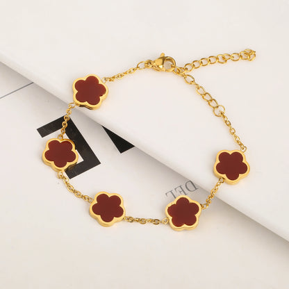 Hot Selling Stainless Steel Single Sided Pendant Necklace With Five Leaf Flower High-Quality Jewelry For Women's Clover