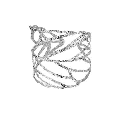 Free Shipping Hollow Punk Leaves Bracelet Bangle For Women Stainless Steel Fashion Trendy Waterproof Open Bracelet Party Jewelry