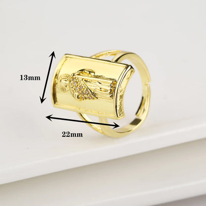 Gold Plated Classic Religious Character St. Jude Adjustable Ring Fashion for Man Woman Party Wedding Jewelry Gift Daily Wear