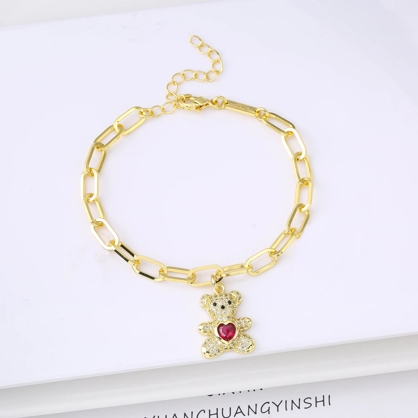 New Fashion Animal Bear Crystal Adjustable Copper Bracelet for Man Woman Punk Party Aesthetic Zirconia Jewelry Fine Gift